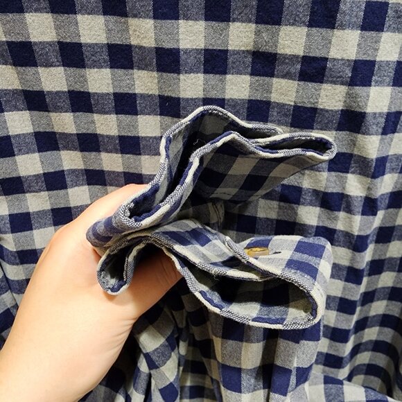 Old Navy Men's XL Blue White Gingham Button Up Shirt Regular Fit Built-In Flex - Picture 4 of 11